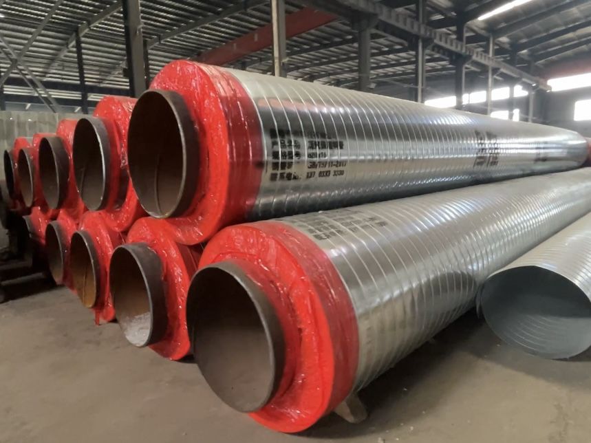 大口徑外鐵皮內(nèi)聚氨酯架空保溫鋼管